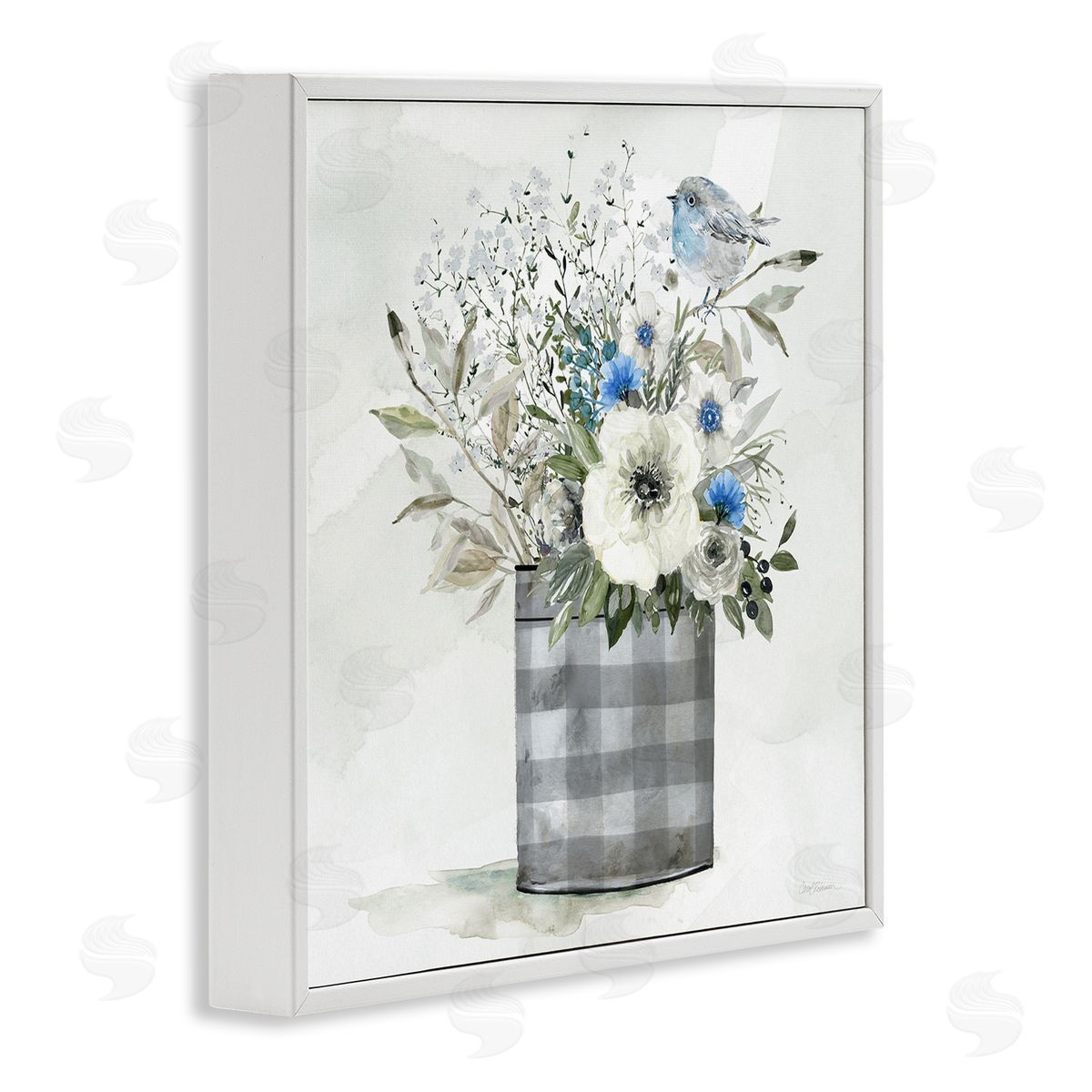 Carol Robinson Country Plaid Flower Vase White Framed Giclee Wall Art Print