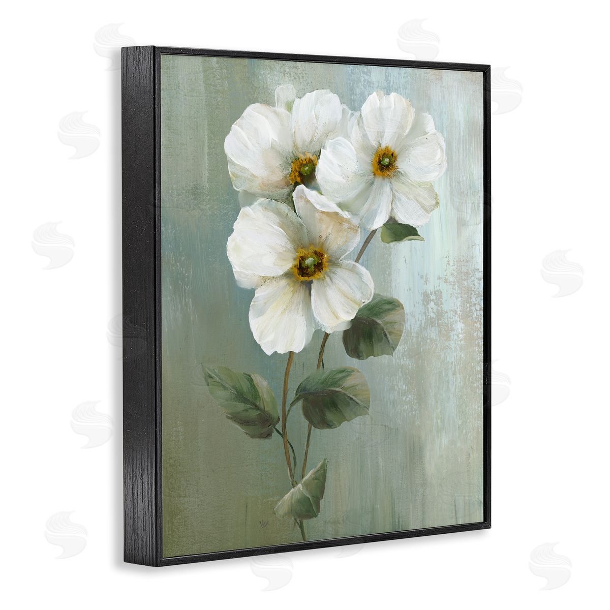 Nan Apple Blossom Sprigs Black Framed Giclee Wall Art Print