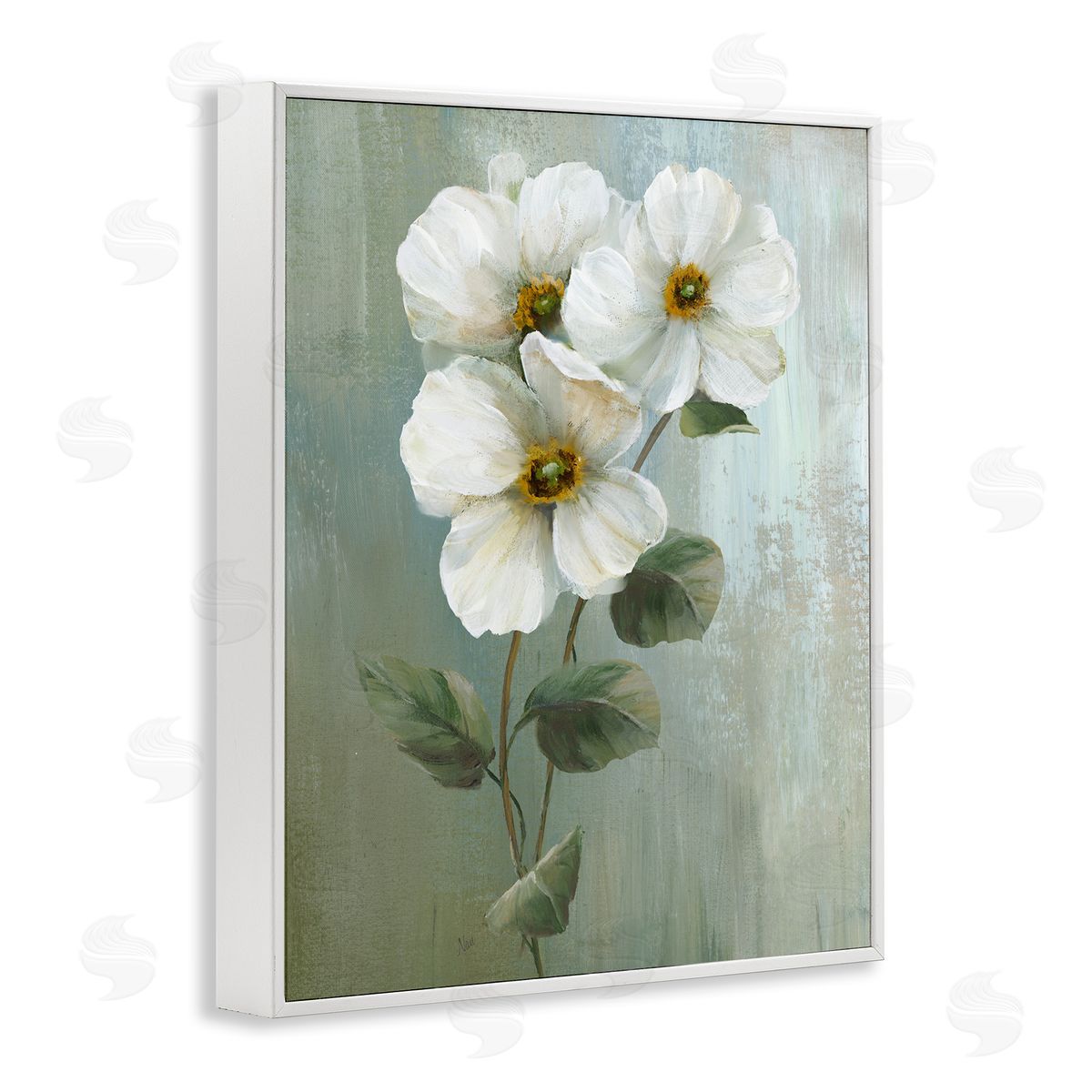 Nan Apple Blossom Sprigs White Framed Giclee Wall Art Print