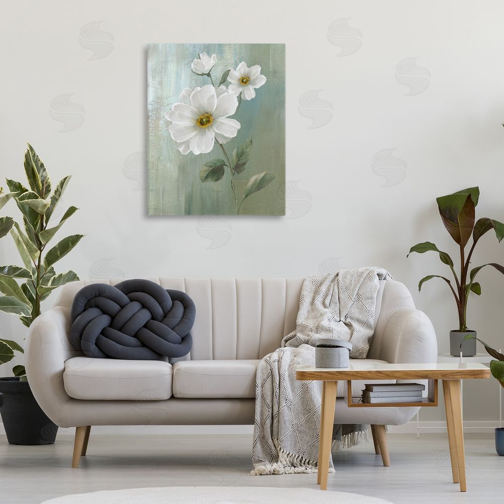 Nan Blooming White Blossoms Canvas Wall Art Print in Room