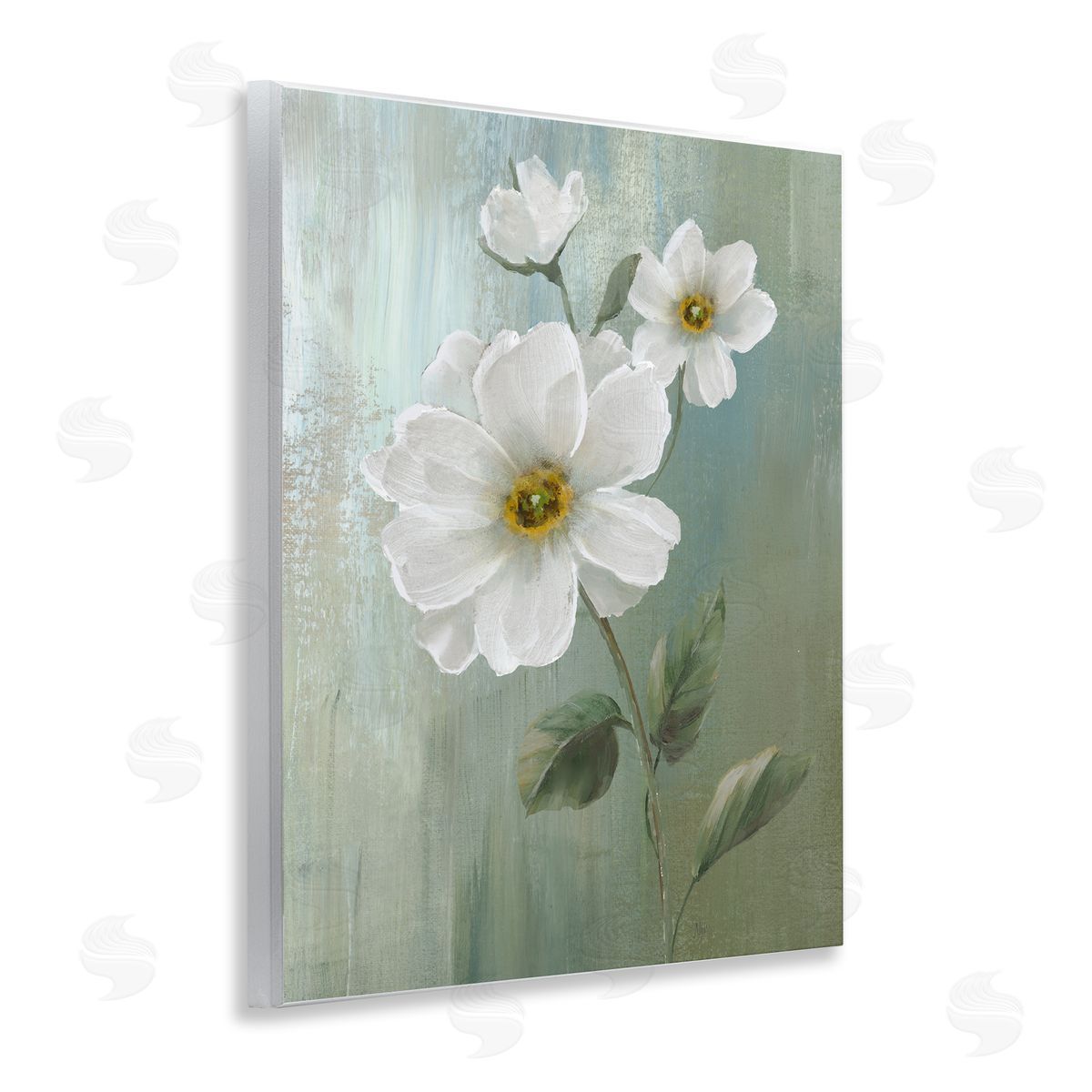 Nan Blooming White Blossoms Wooden Wall Plaque Art Print
