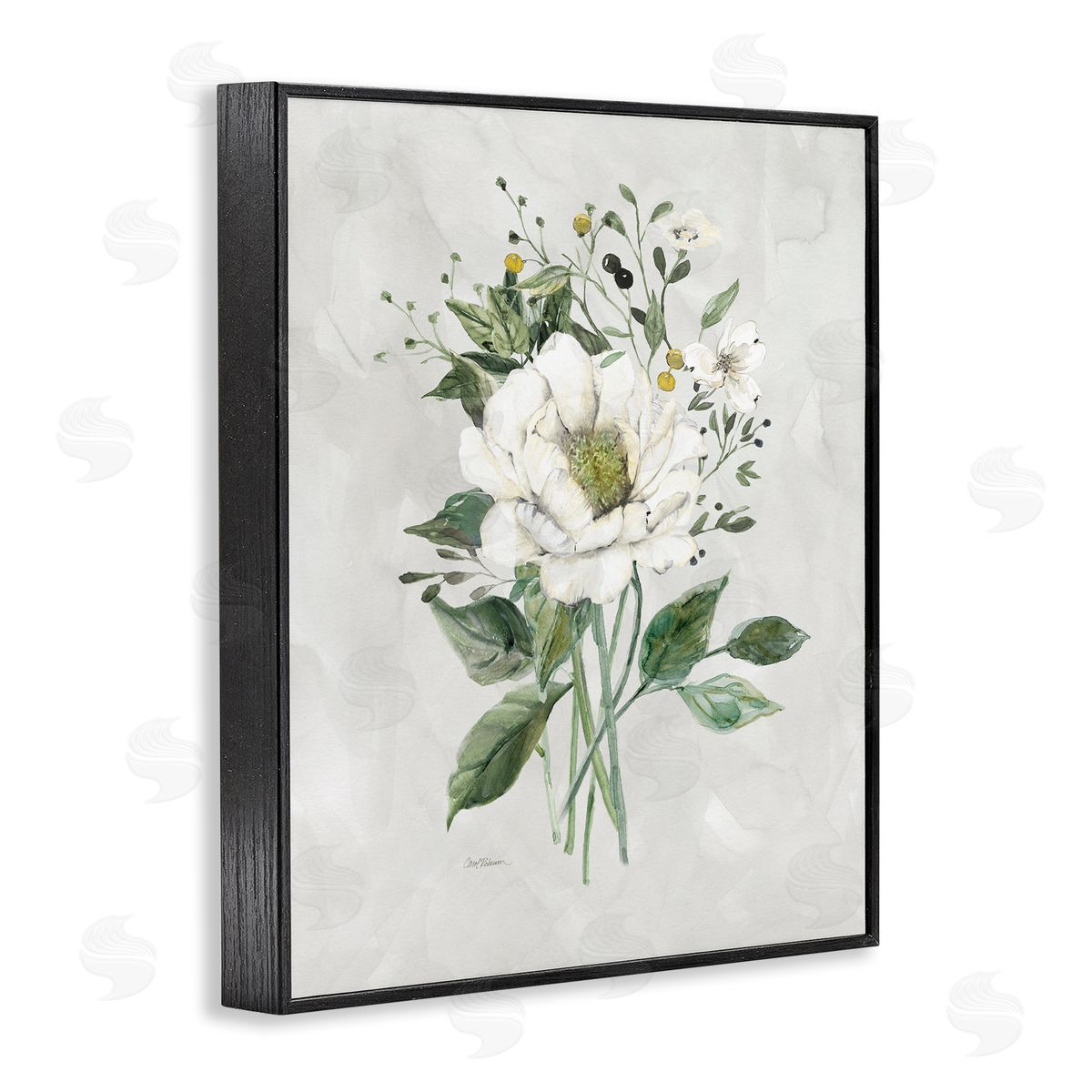 Carol Robinson White Flower Bundle Black Framed Giclee Wall Art Print