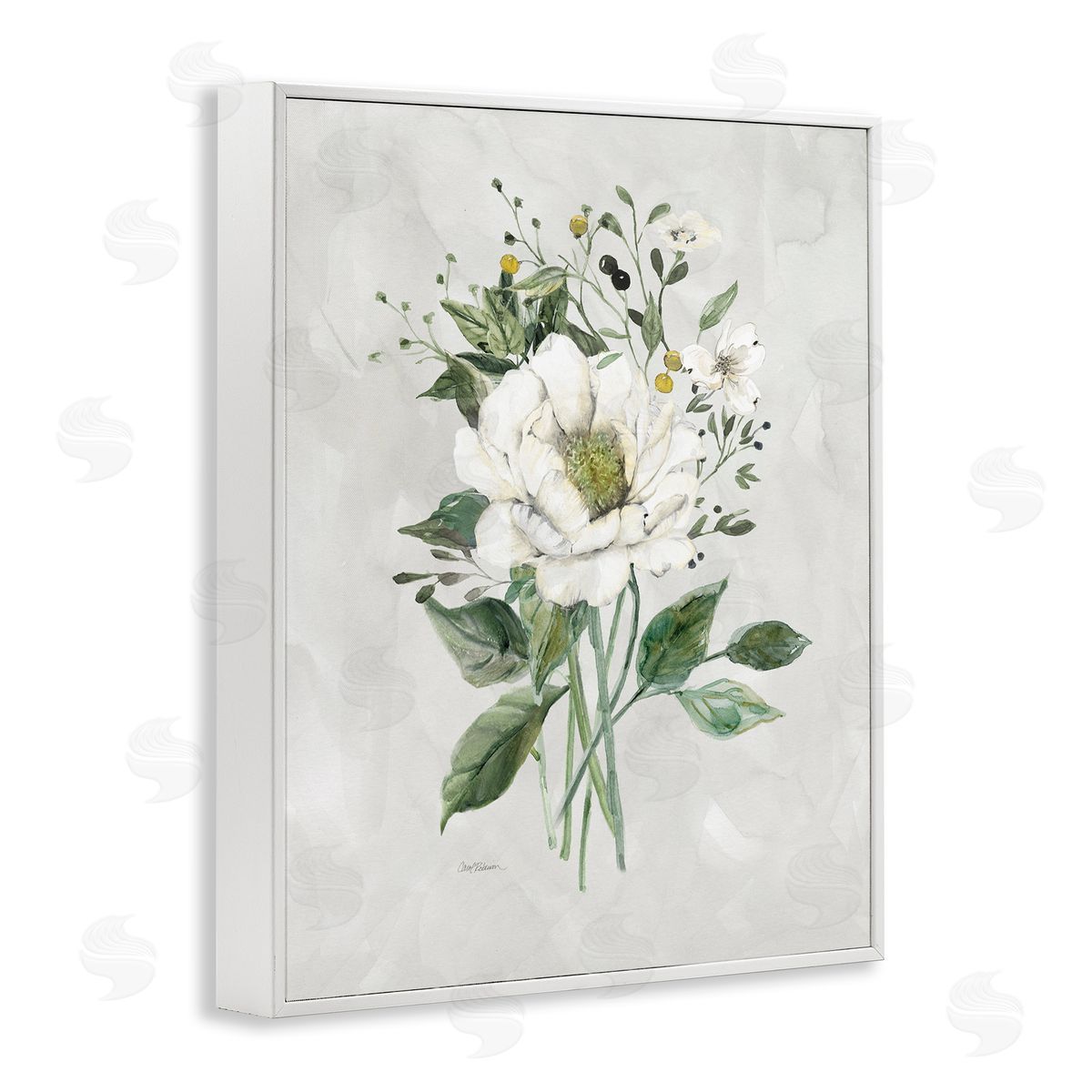 Carol Robinson White Flower Bundle White Framed Giclee Wall Art Print