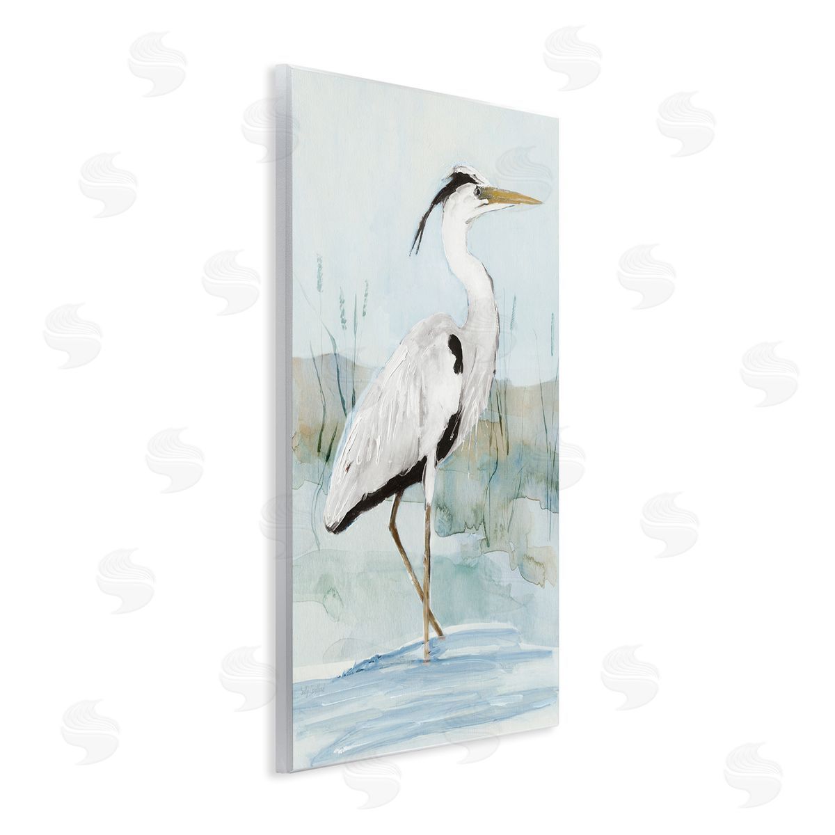 Sally Swatland Stepping White Egret Wooden Wall Plaque Art Print