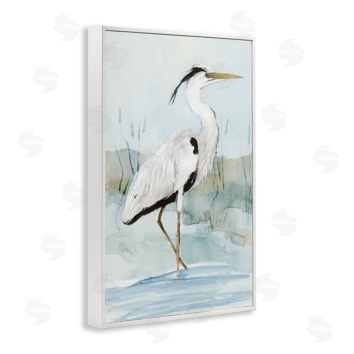 Sally Swatland Stepping White Egret White Framed Giclee Wall Art Print