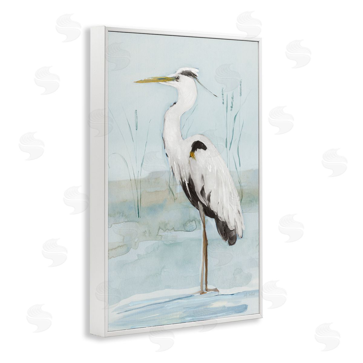 Sally Swatland Standing White Egret White Framed Giclee Wall Art Print