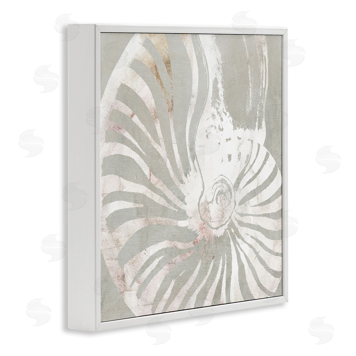 Carol Robinson Beige Nautilus Pattern White Framed Giclee Wall Art Print