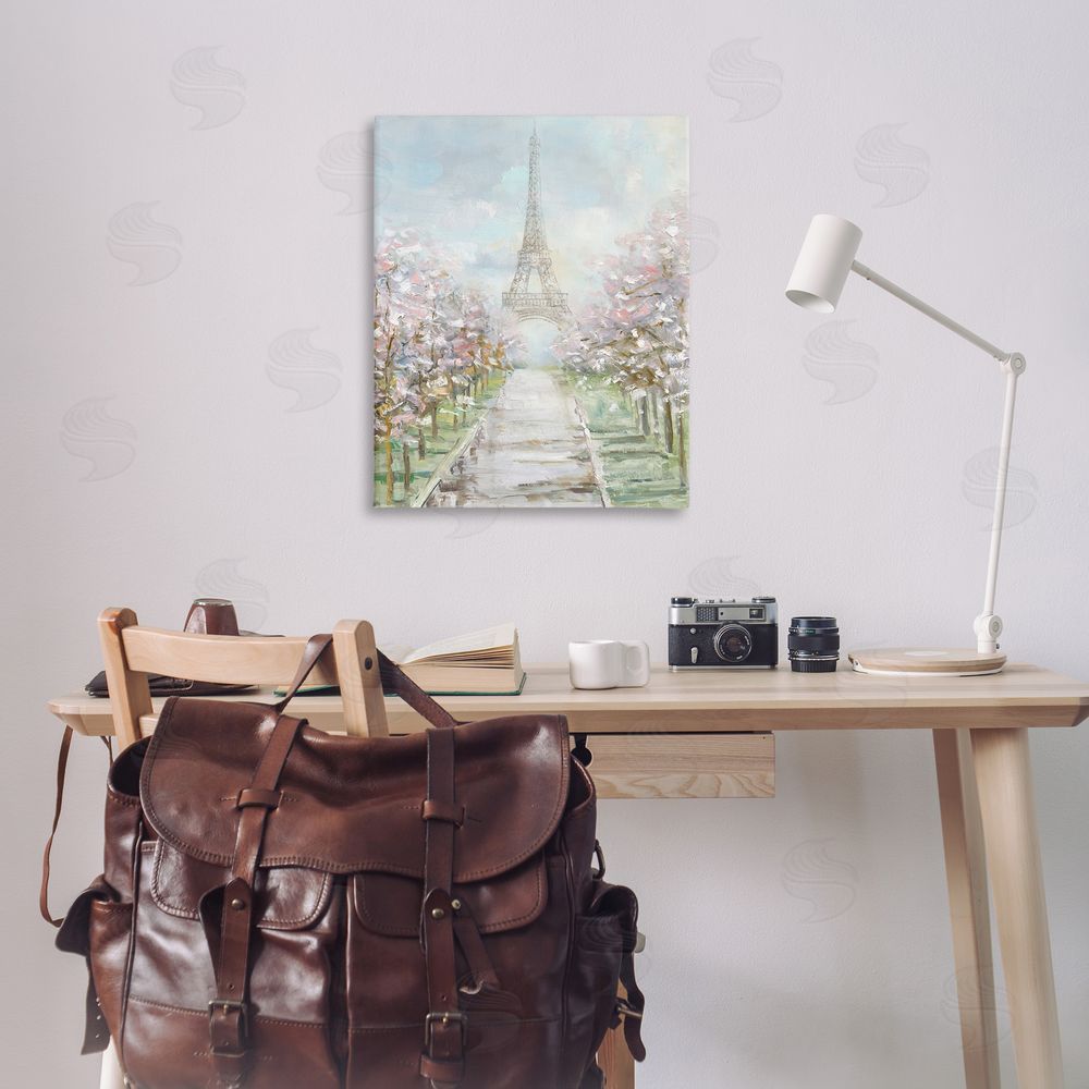 Sally Swatland Eiffel Tower & Tree Grove Canvas Wall Art Print in Room