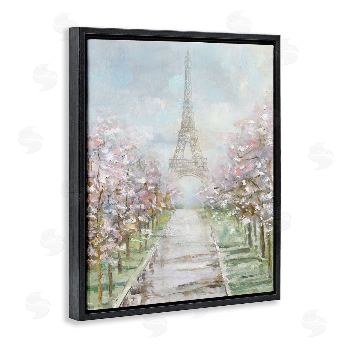 Sally Swatland Eiffel Tower & Tree Grove Black Floating Frame Canvas Wall Art Print