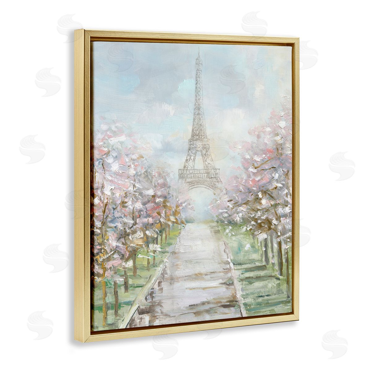 Sally Swatland Eiffel Tower & Tree Grove Gold Floating Frame Canvas Wall Art Print