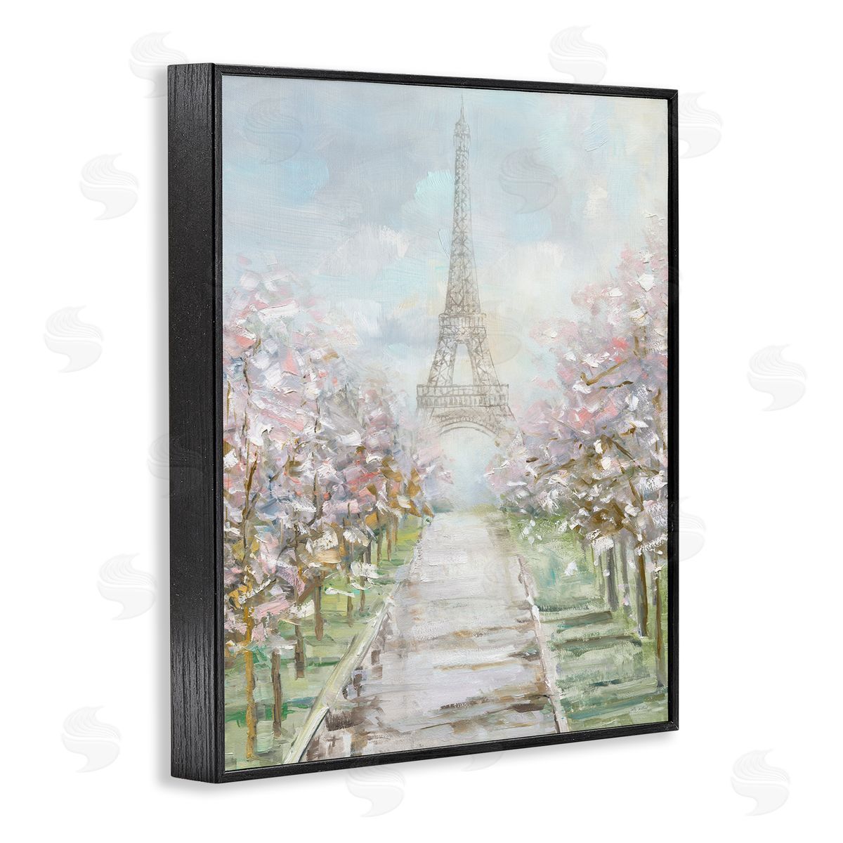 Sally Swatland Eiffel Tower & Tree Grove Black Framed Giclee Wall Art Print
