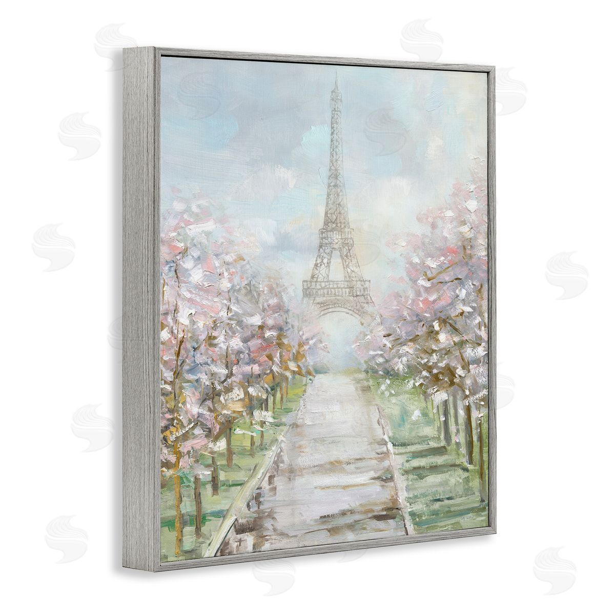 Sally Swatland Eiffel Tower & Tree Grove Gray Framed Giclee Wall Art Print