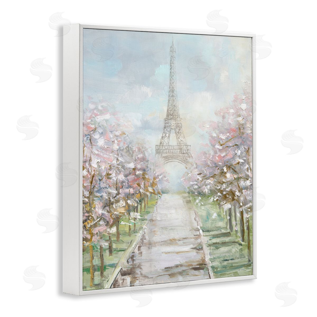 Sally Swatland Eiffel Tower & Tree Grove White Framed Giclee Wall Art Print
