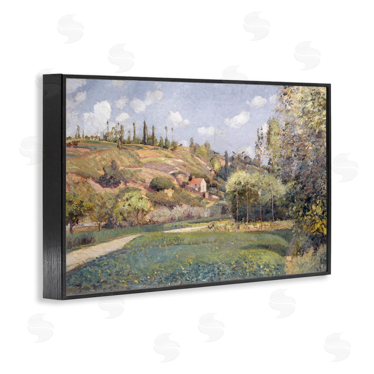 CAD Designs Rolling Green Hillside Black Framed Giclee Wall Art Print