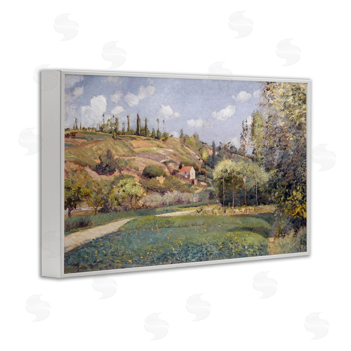 CAD Designs Rolling Green Hillside White Framed Giclee Wall Art Print