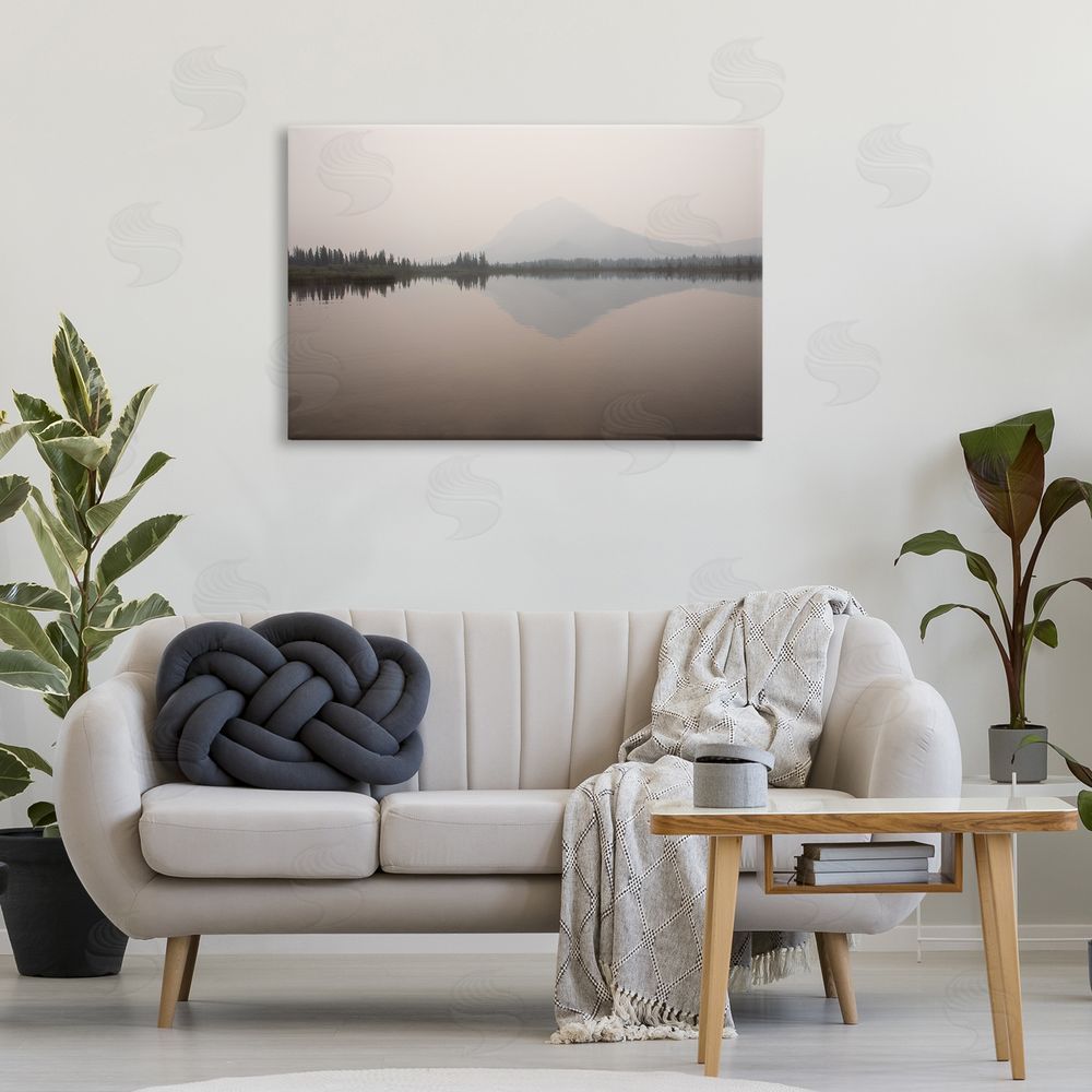 Carol Robinson Mountain Peak Reflecting Lake Canvas Wall Art Print in Room