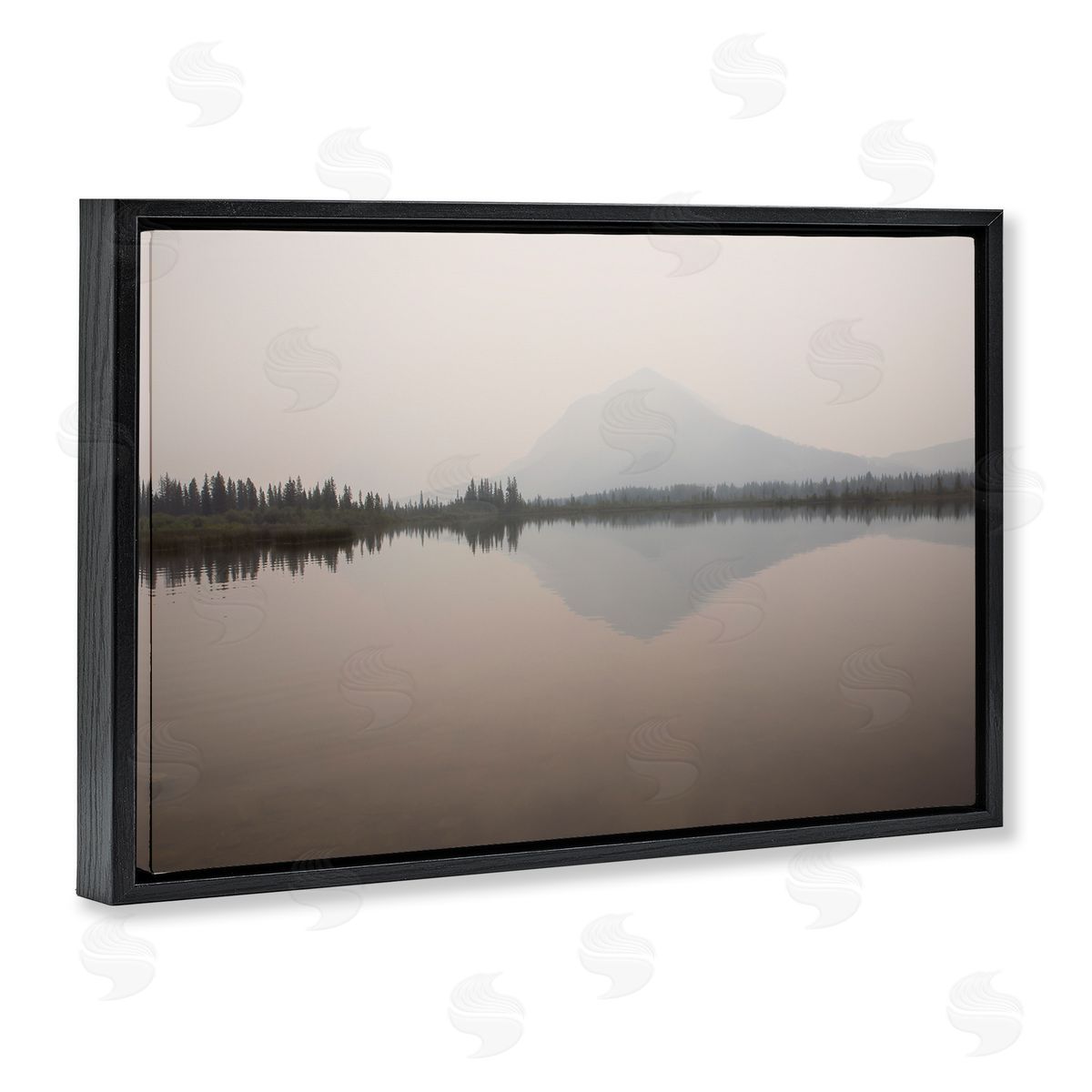 Carol Robinson Mountain Peak Reflecting Lake Black Floating Frame Canvas Wall Art Print