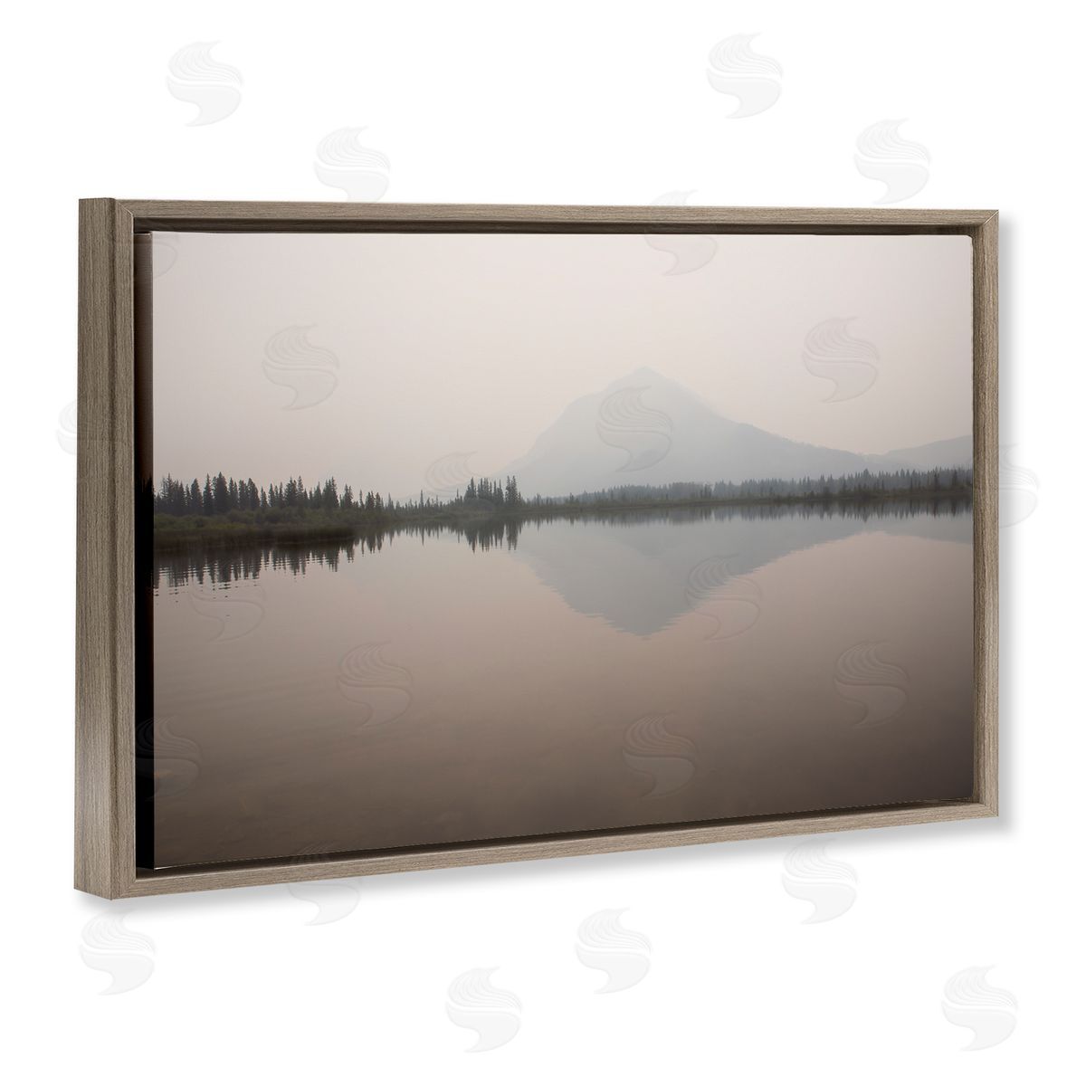 Carol Robinson Mountain Peak Reflecting Lake Brown Floating Frame Canvas Wall Art Print