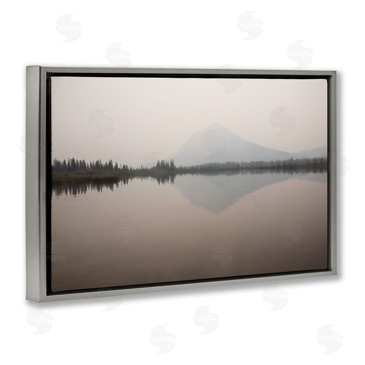 Carol Robinson Mountain Peak Reflecting Lake Gray Floating Frame Canvas Wall Art Print