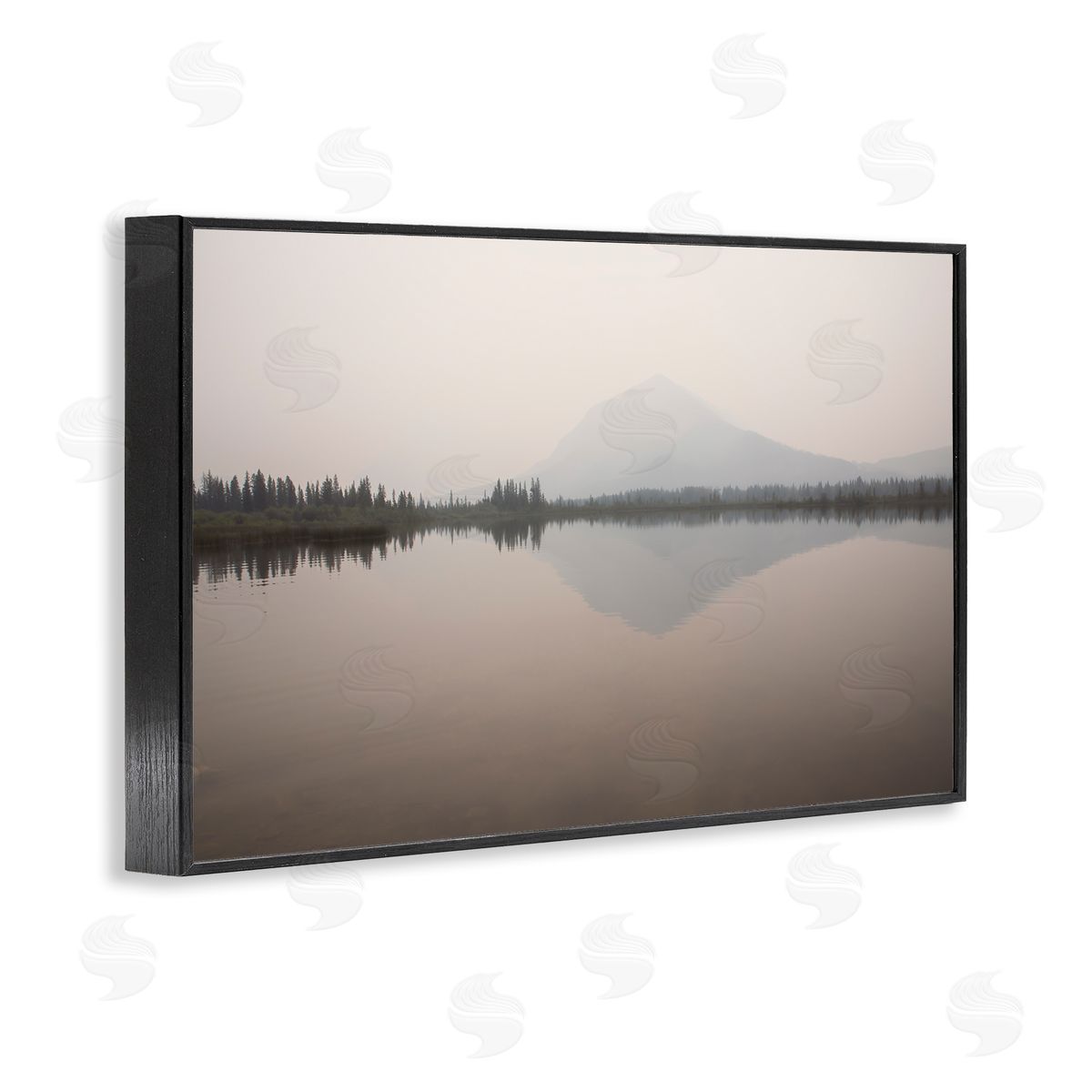 Carol Robinson Mountain Peak Reflecting Lake Black Framed Giclee Wall Art Print