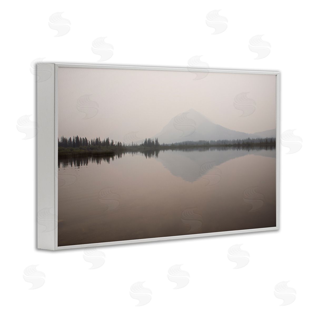Carol Robinson Mountain Peak Reflecting Lake White Framed Giclee Wall Art Print