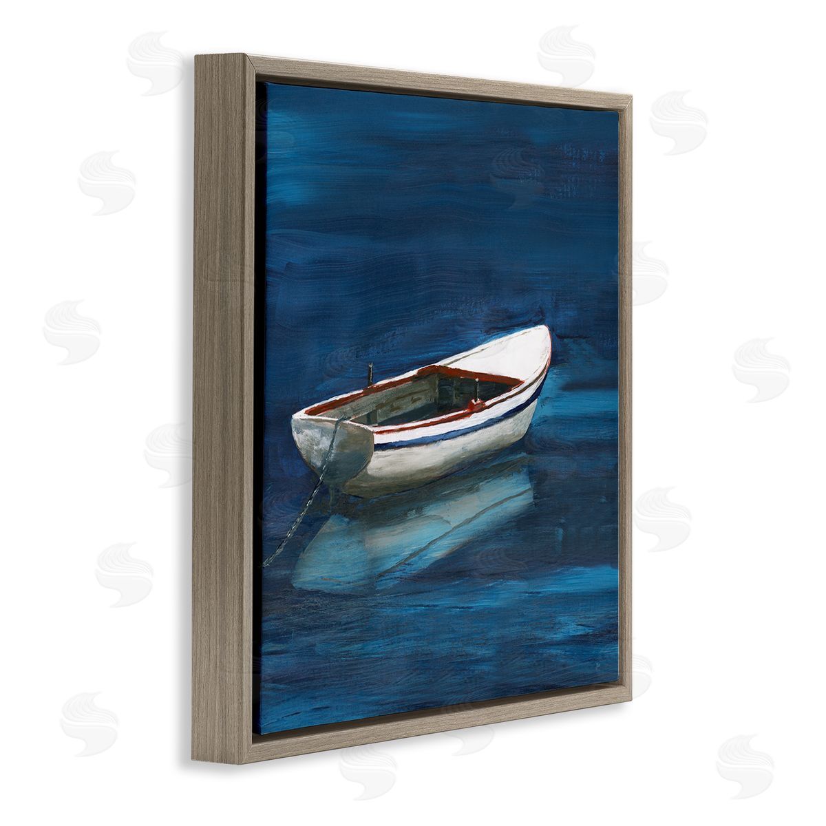 Nan Calm Floating Boat Brown Floating Frame Canvas Wall Art Print