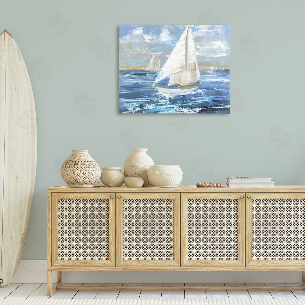 Sally Swatland Sailing Choppy Waves Canvas Wall Art Print in Room