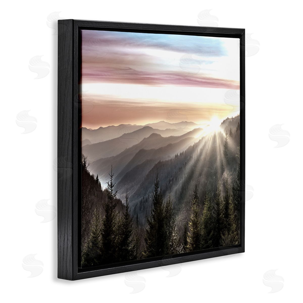 Danita Delimont Sun Rays Through Peaks Black Floating Frame Canvas Wall Art Print