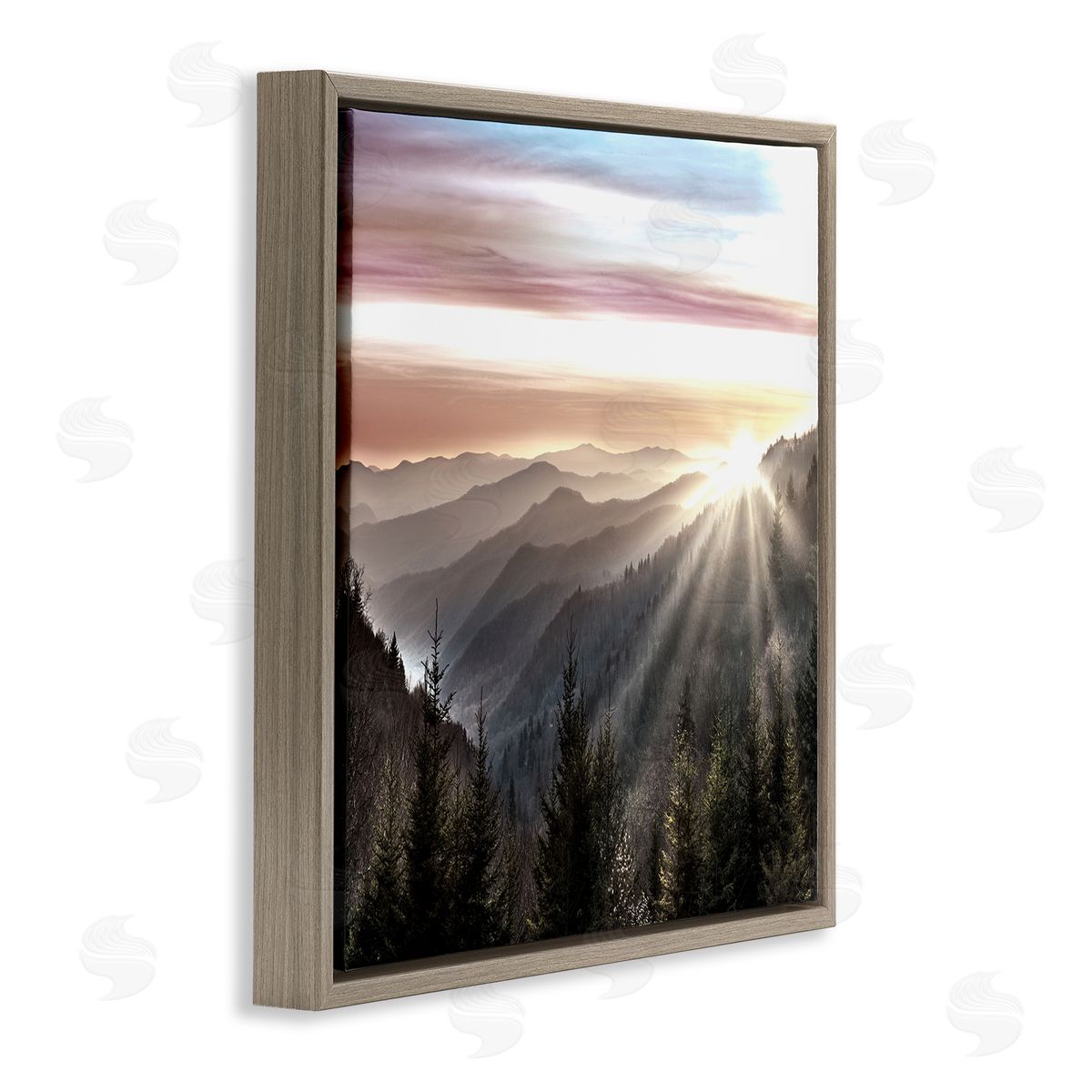 Danita Delimont Sun Rays Through Peaks Brown Floating Frame Canvas Wall Art Print