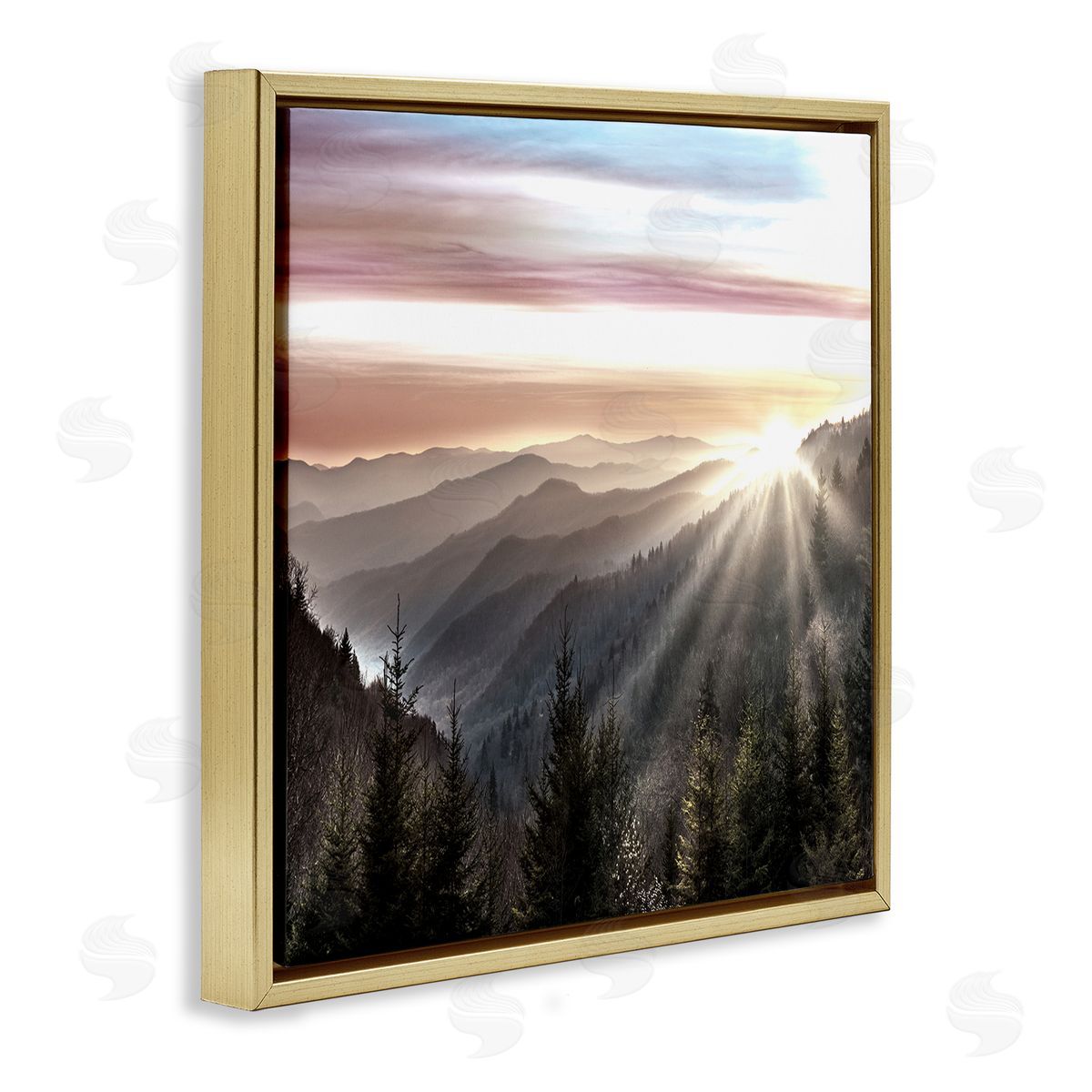 Danita Delimont Sun Rays Through Peaks Gold Floating Frame Canvas Wall Art Print