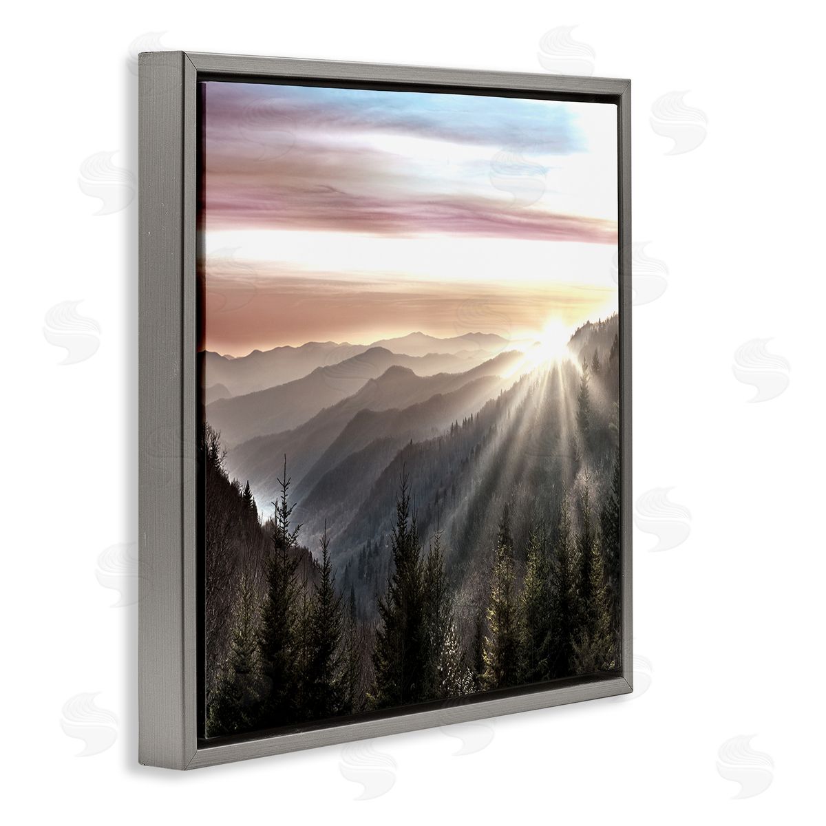 Danita Delimont Sun Rays Through Peaks Gray Floating Frame Canvas Wall Art Print