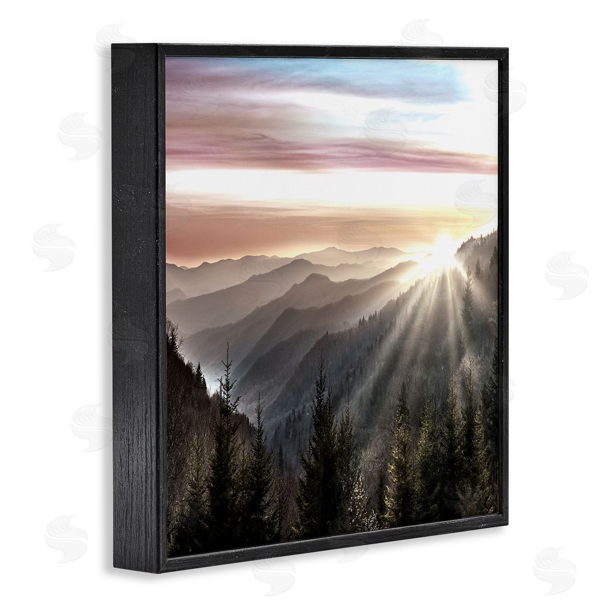 Danita Delimont Sun Rays Through Peaks Black Framed Giclee Wall Art Print