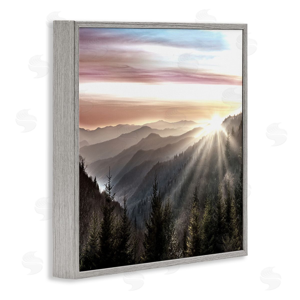 Danita Delimont Sun Rays Through Peaks Gray Framed Giclee Wall Art Print