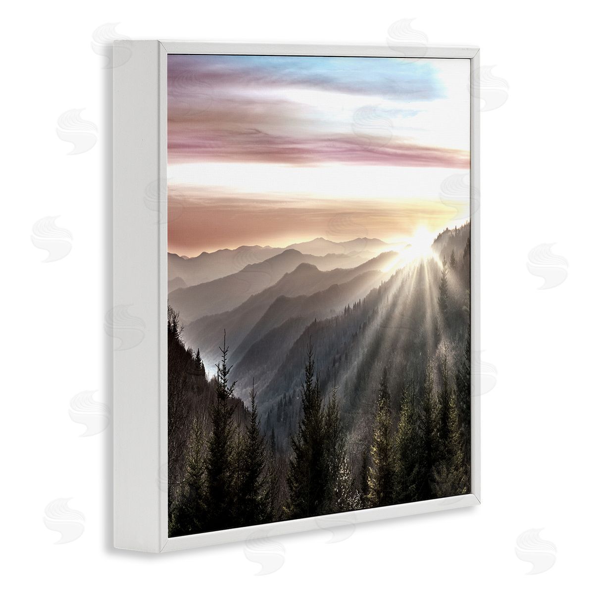 Danita Delimont Sun Rays Through Peaks White Framed Giclee Wall Art Print