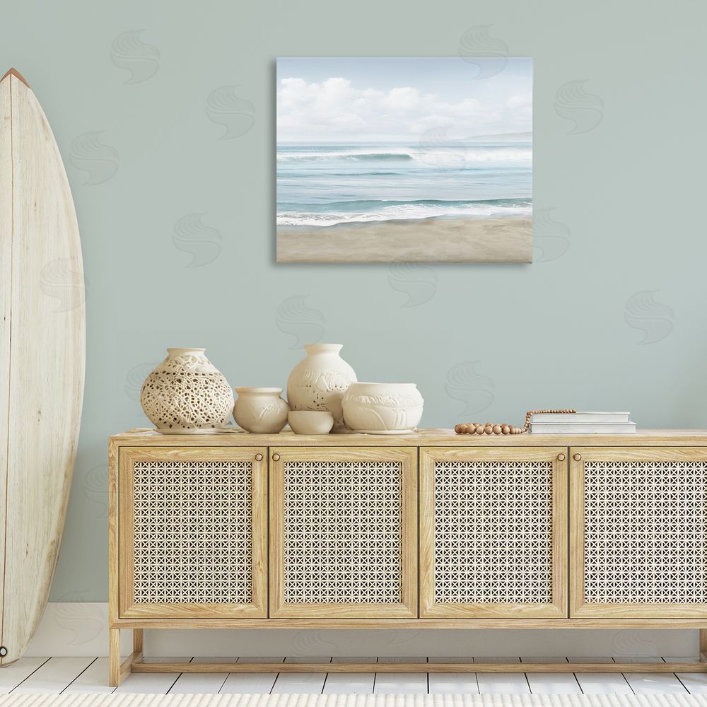 Mike Calascibetta Soothing Beach Waves Canvas Wall Art Print in Room