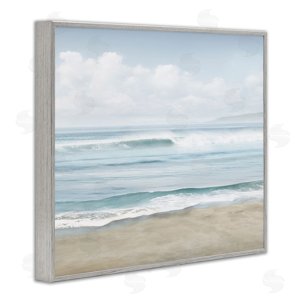 Mike Calascibetta Soothing Beach Waves Gray Framed Giclee Wall Art Print