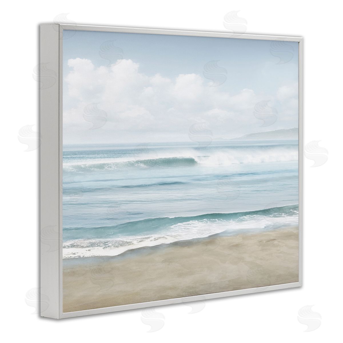 Mike Calascibetta Soothing Beach Waves White Framed Giclee Wall Art Print