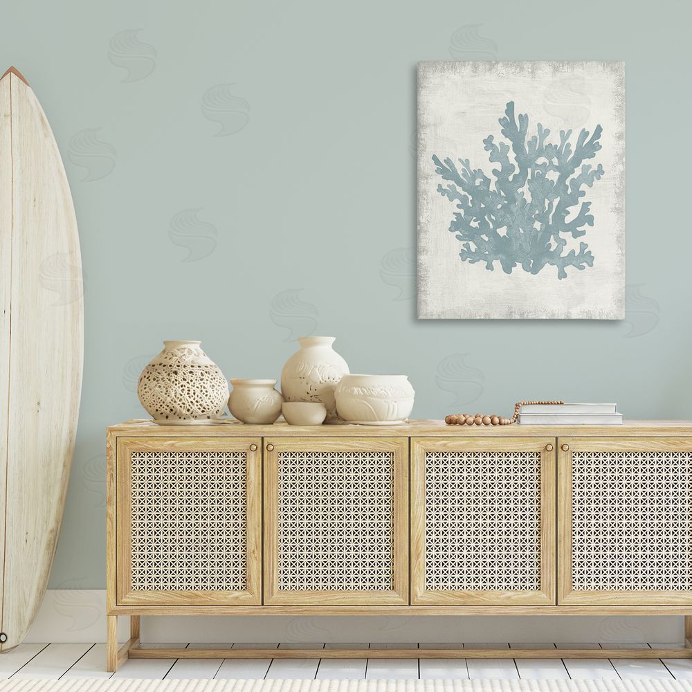Conrad Knutsen Blue Coral Silhouette Canvas Wall Art Print in Room