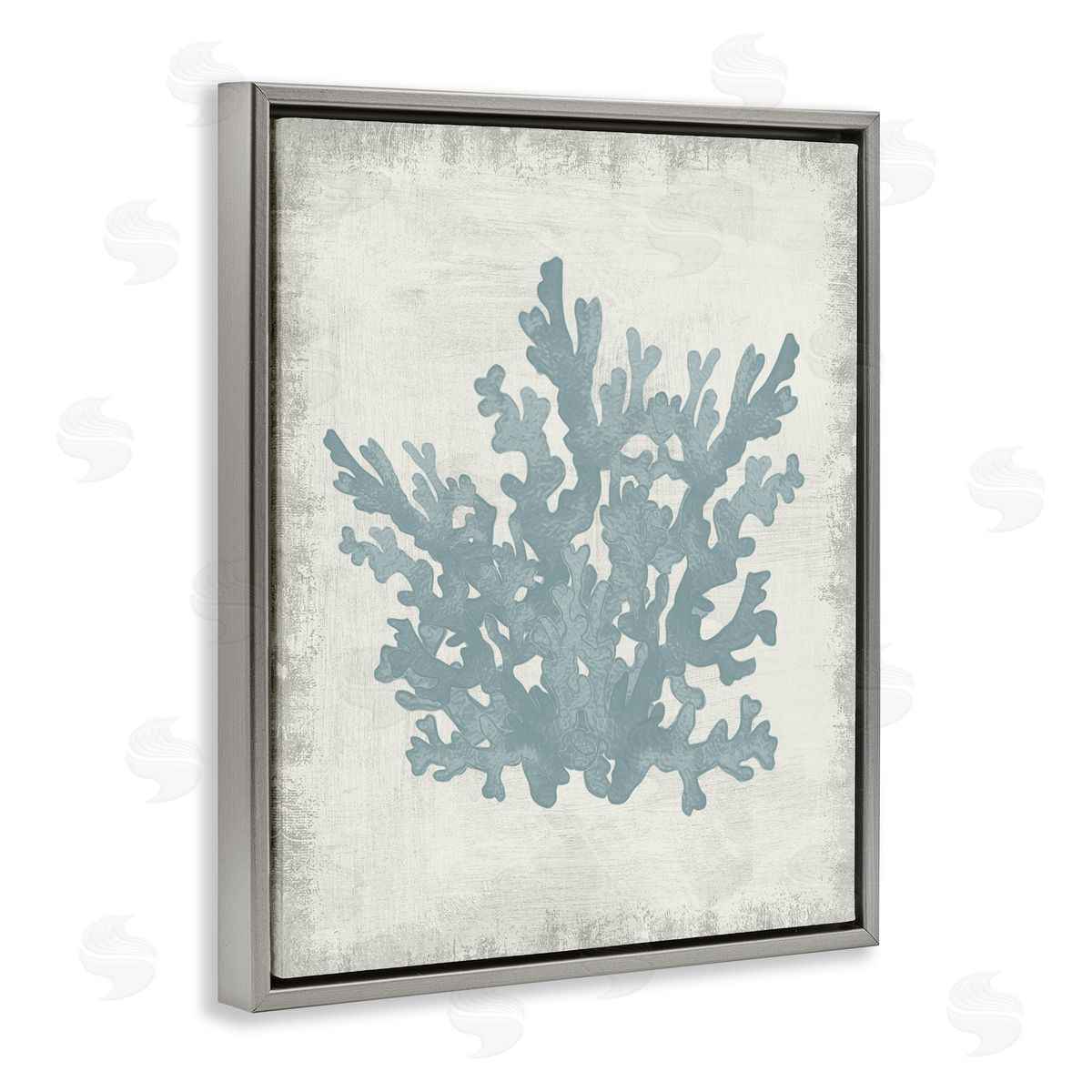 Conrad Knutsen Blue Coral Silhouette Gray Floating Frame Canvas Wall Art Print