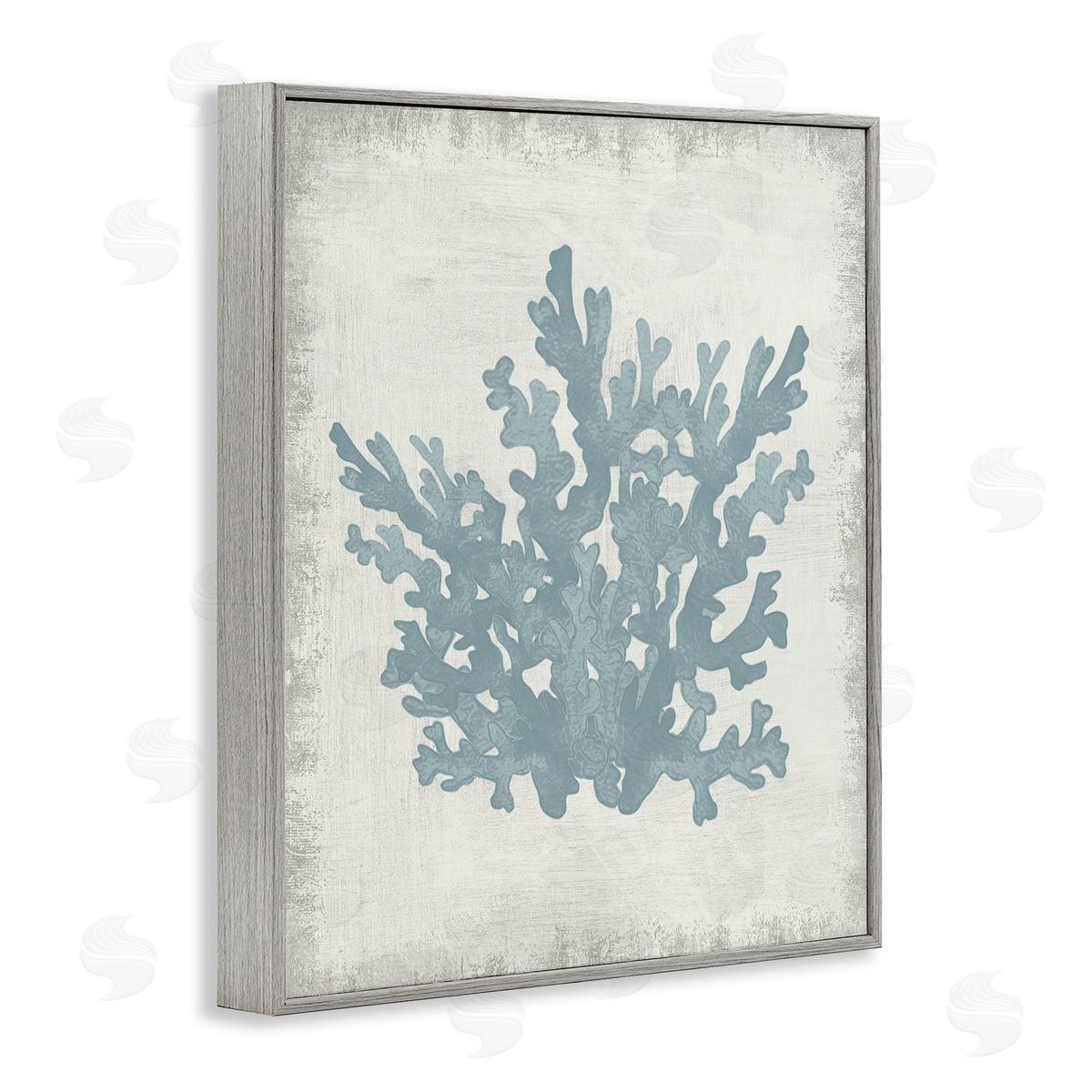 Conrad Knutsen Blue Coral Silhouette Gray Framed Giclee Wall Art Print