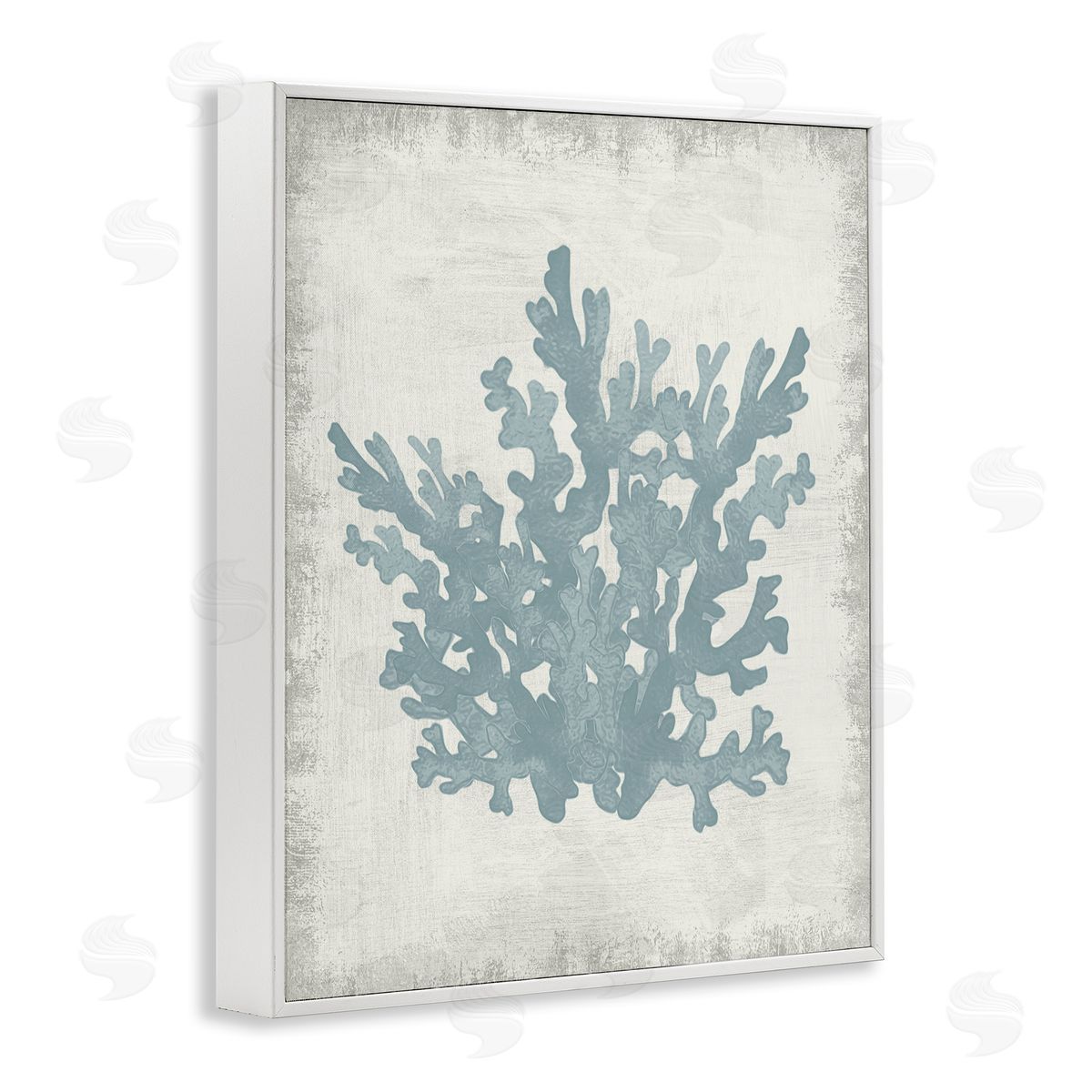 Conrad Knutsen Blue Coral Silhouette White Framed Giclee Wall Art Print