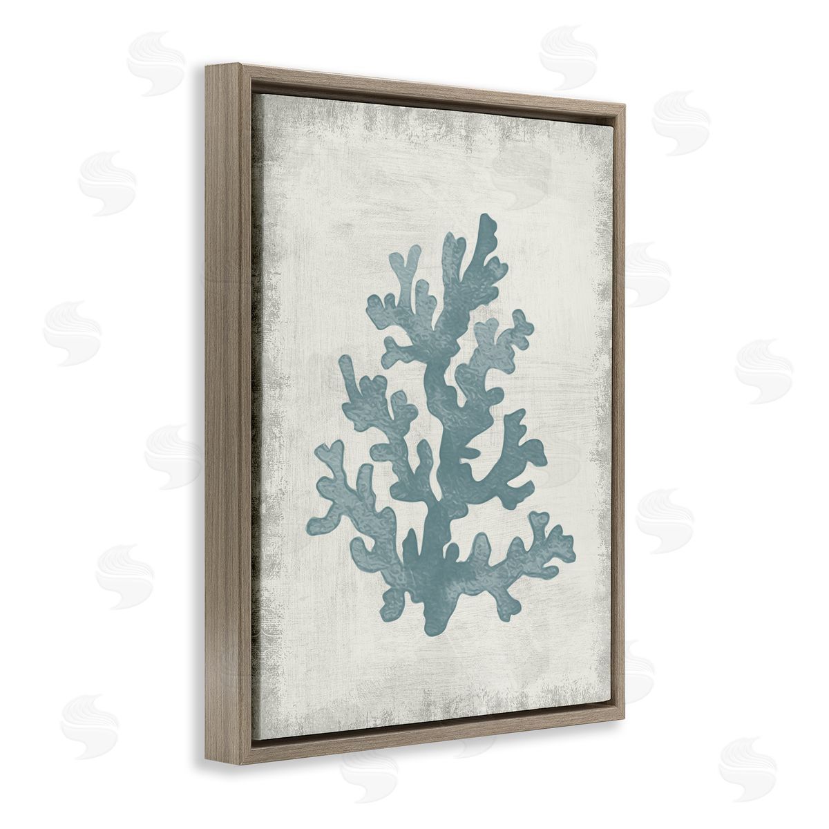 Conrad Knutsen Blue Coral Form Brown Floating Frame Canvas Wall Art Print