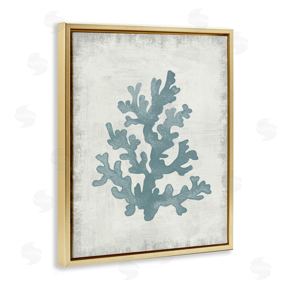 Conrad Knutsen Blue Coral Form Gold Floating Frame Canvas Wall Art Print