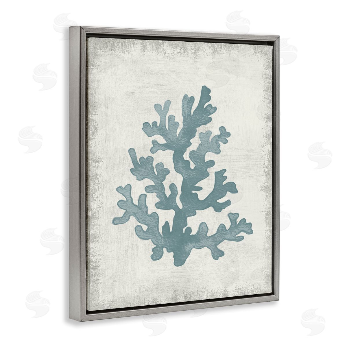 Conrad Knutsen Blue Coral Form Gray Floating Frame Canvas Wall Art Print