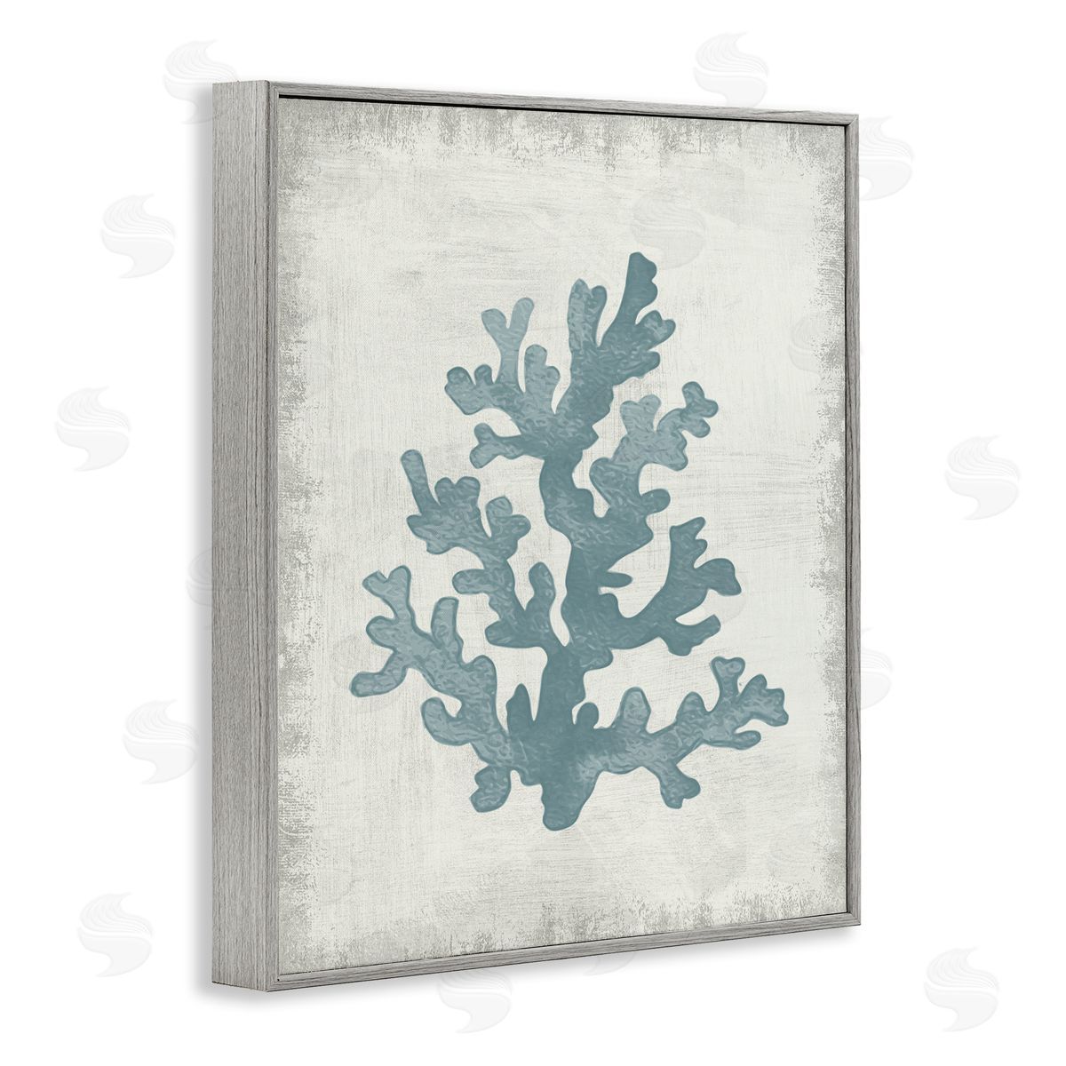 Conrad Knutsen Blue Coral Form Gray Framed Giclee Wall Art Print