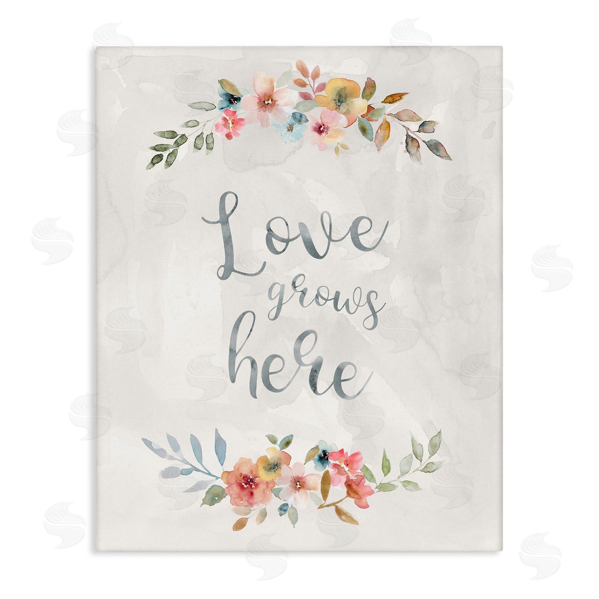 Carol Robinson Floral Love Grows Here Canvas Wall Art Print