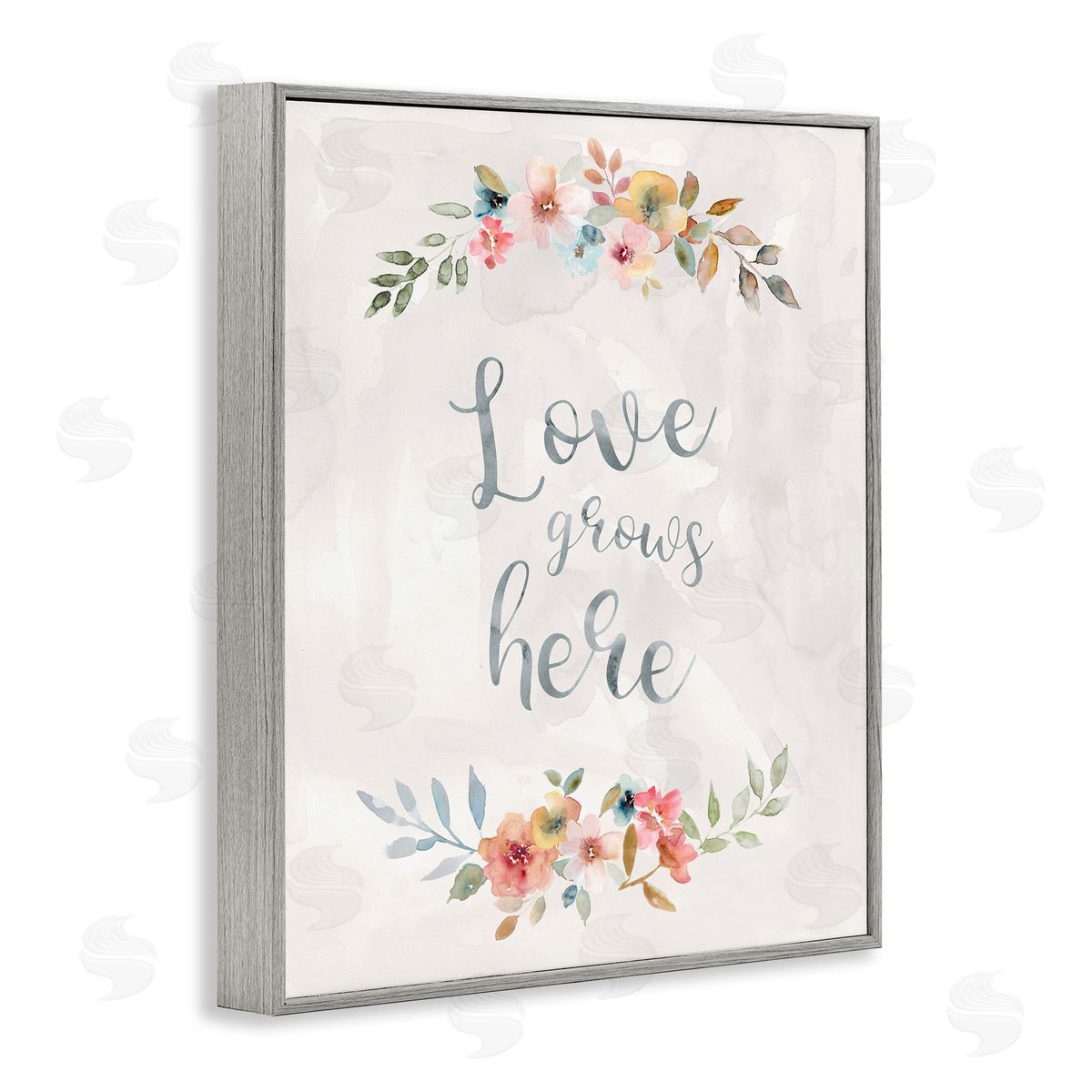 Carol Robinson Floral Love Grows Here Gray Framed Giclee Wall Art Print
