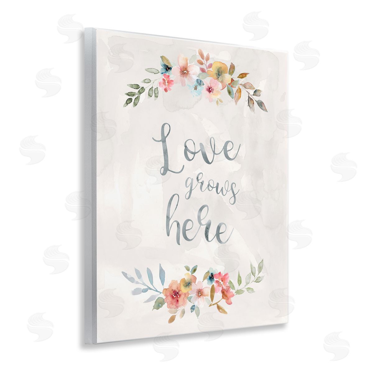 Carol Robinson Floral Love Grows Here Wooden Wall Plaque Art Print