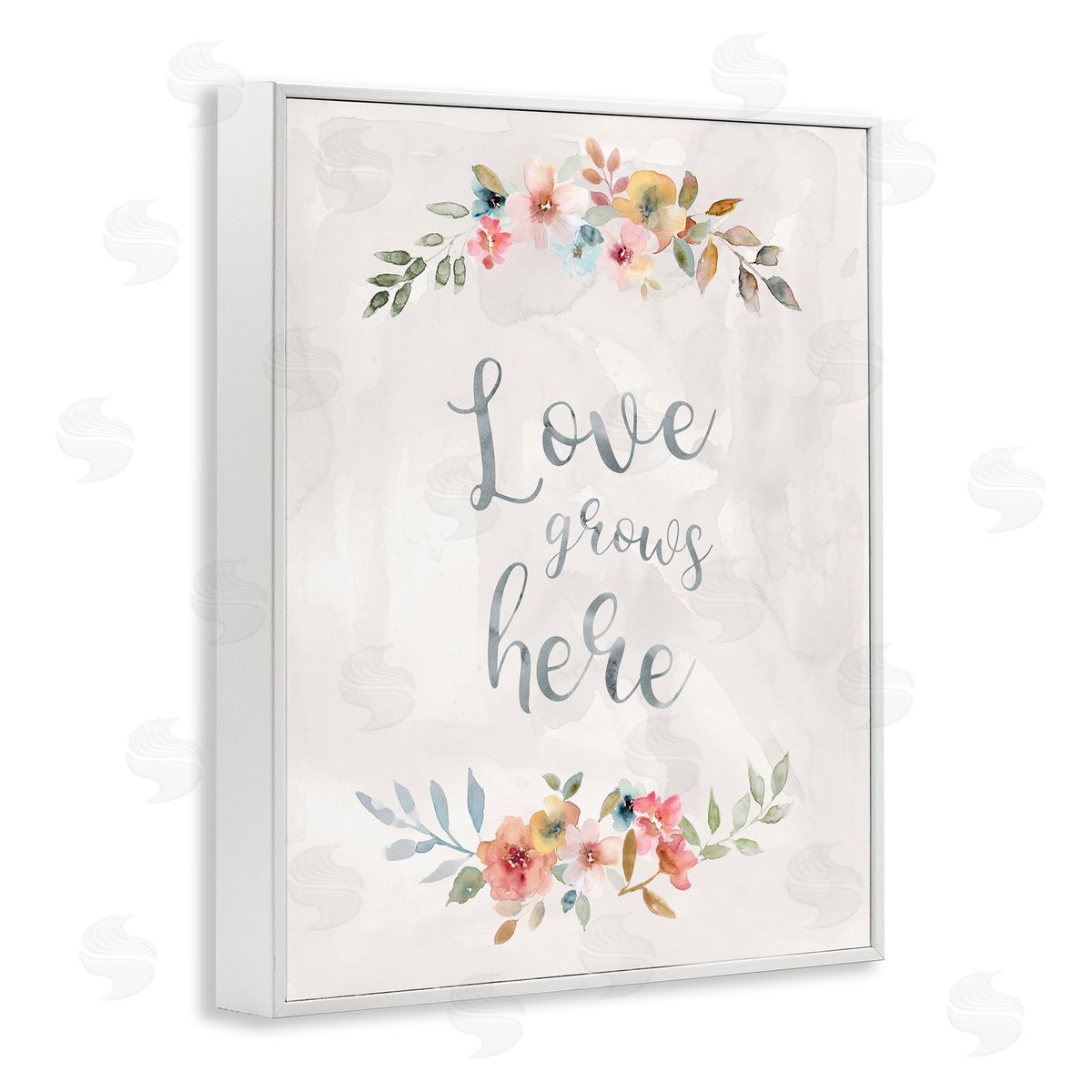 Carol Robinson Floral Love Grows Here White Framed Giclee Wall Art Print