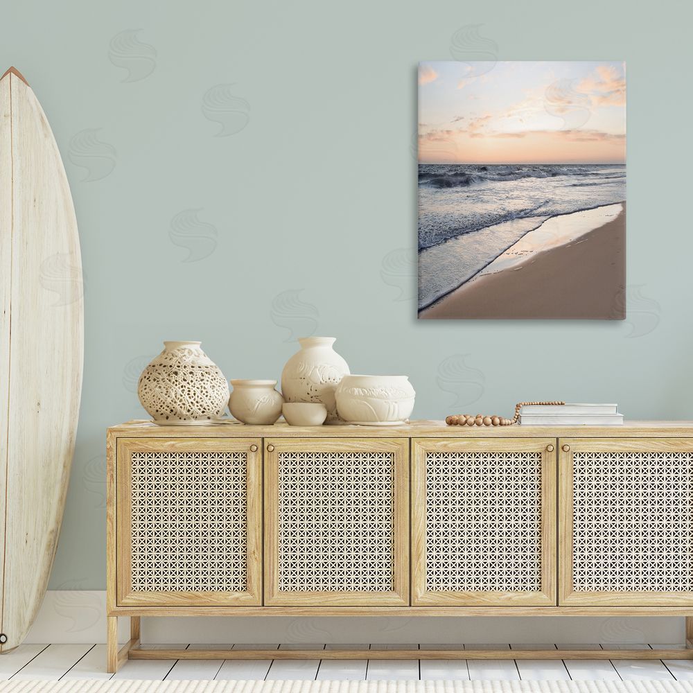 Natalie Carpentieri Beach Tide at Sunset Canvas Wall Art Print in Room